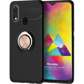 Microsonic Samsung Galaxy M20 Deri Dokulu Siyah Silikon Kılıf