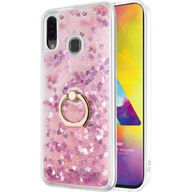 Microsonic Samsung Galaxy M20 Glitter Liquid Holder Pembe Cep Telefonu Kılıfı