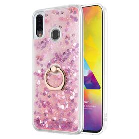 Microsonic Samsung Galaxy M20 Glitter Liquid Holder Pembe Cep Telefonu Kılıfı