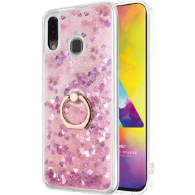 Microsonic Samsung Galaxy M20 Glitter Liquid Holder Pembe Cep Telefonu Kılıfı
