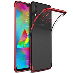 Microsonic Samsung Galaxy M20 Skyfall Transparent Clear Kırmızı Kılıf
