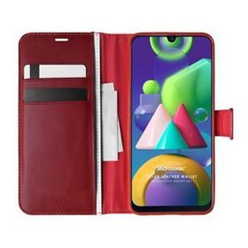 Microsonic Samsung Galaxy M21 Delux Leather Wallet Kırmızı Kılıf