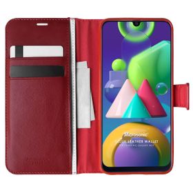 Microsonic Samsung Galaxy M21 Delux Leather Wallet Kırmızı Kılıf