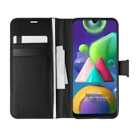 Microsonic Samsung Galaxy M21 Delux Leather Wallet Siyah Kılıf