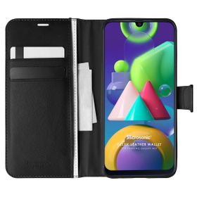 Microsonic Samsung Galaxy M21 Delux Leather Wallet Siyah Kılıf