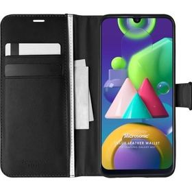 Microsonic Samsung Galaxy M21 Delux Leather Wallet Siyah Kılıf