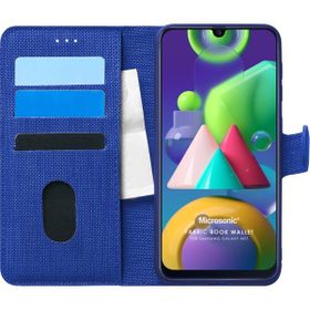 Microsonic Samsung Galaxy M21 Fabric Wallet Lacivert Kılıf