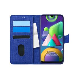 Microsonic Samsung Galaxy M21 Fabric Wallet Lacivert Kılıf