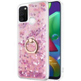 Microsonic Samsung Galaxy M21 Glitter Liquid Holder Pembe Cep Telefonu Kılıfı