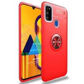 Microsonic Samsung Galaxy M21 Kickstand Ring Kırmızı Kılıf