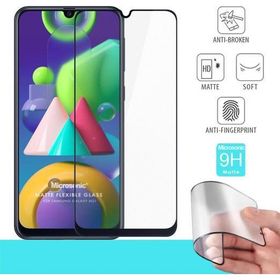Microsonic Samsung Galaxy M21 Uyumlu Seramik Matte Flexible Siyah Ekran Koruyucu