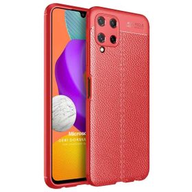 Microsonic Samsung Galaxy M22 Deri Dokulu Silikon Kırmızı Kılıf