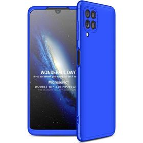 Microsonic Samsung Galaxy M22 Double Dip 360 Protective Mavi Cep Telefonu Kılıfı