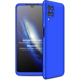 Microsonic Samsung Galaxy M22 Double Dip 360 Protective Mavi Cep Telefonu Kılıfı