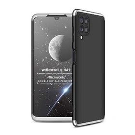 Microsonic Samsung Galaxy M22 Double Dip 360 Protective Siyah Gri Kılıf