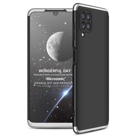 Microsonic Samsung Galaxy M22 Double Dip 360 Protective Siyah Gri Kılıf