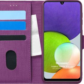 Microsonic Samsung Galaxy M22 Fabric Book Wallet Mor Cep Telefonu Kılıfı