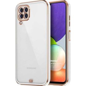 Microsonic Samsung Galaxy M22 Laser Plated Soft Beyaz Cep Telefonu Kılıfı