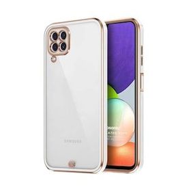 Microsonic Samsung Galaxy M22 Laser Plated Soft Beyaz Cep Telefonu Kılıfı