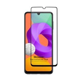 Microsonic Samsung Galaxy M22 Tam Kaplayan Temperli Siyah Cam Ekran Koruyucu