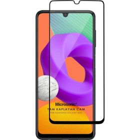 Microsonic Samsung Galaxy M22 Tam Kaplayan Temperli Siyah Cam Ekran Koruyucu