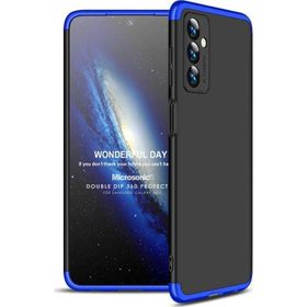 Microsonic Samsung Galaxy M23 Double Dip 360 Protective Siyah Mavi Kılıf