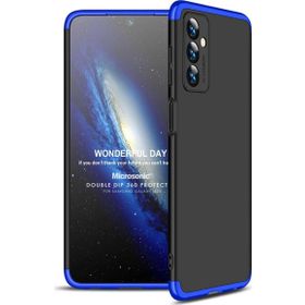 Microsonic Samsung Galaxy M23 Double Dip 360 Protective Siyah Mavi Kılıf