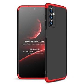 Microsonic Samsung Galaxy M23 Double Dip 360 Siyah Kırmızı Kılıf