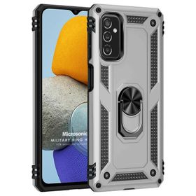 Microsonic Samsung Galaxy M23 Military Ring Holder Gümüş Kılıf