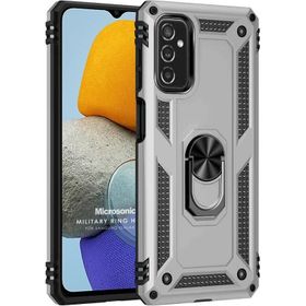 Microsonic Samsung Galaxy M23 Military Ring Holder Gümüş Kılıf