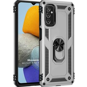 Microsonic Samsung Galaxy M23 Military Ring Holder Gümüş Kılıf