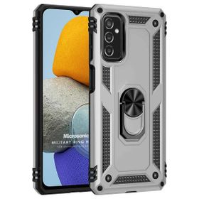Microsonic Samsung Galaxy M23 Military Ring Holder Gümüş Kılıf