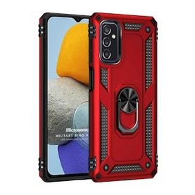 Microsonic Samsung Galaxy M23 Military Ring Holder Kırmızı Kılıf