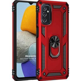 Microsonic Samsung Galaxy M23 Military Ring Holder Kırmızı Kılıf
