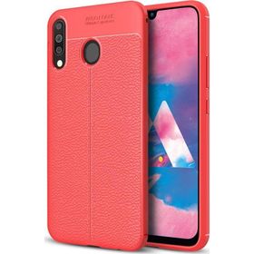 Microsonic Samsung Galaxy M30 Deri Dokulu Silikon Kırmızı Kılıf