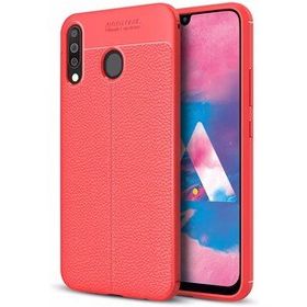 Microsonic Samsung Galaxy M30 Deri Dokulu Silikon Kırmızı Kılıf