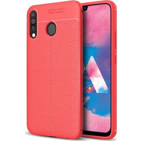 Microsonic Samsung Galaxy M30 Deri Dokulu Silikon Kırmızı Kılıf