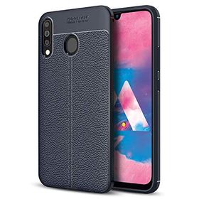 Microsonic Samsung Galaxy M30 Deri Dokulu Silikon Lacivert Kılıf