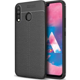 Microsonic Samsung Galaxy M30 Deri Dokulu Silikon Siyah Kılıf