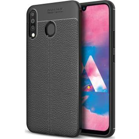 Microsonic Samsung Galaxy M30 Deri Dokulu Silikon Siyah Kılıf
