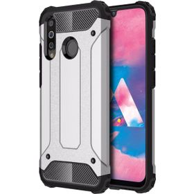 Microsonic Samsung Galaxy M30 Rugged Armor Gümüş Cep Telefonu Kılıfı