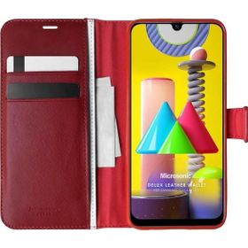 Microsonic Samsung Galaxy M31 Delux Leather Wallet Kırmızı Kılıf