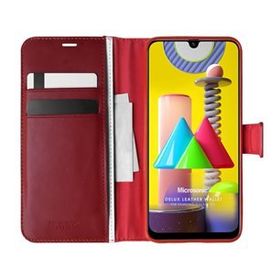 Microsonic Samsung Galaxy M31 Delux Leather Wallet Kırmızı Kılıf