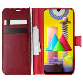 Microsonic Samsung Galaxy M31 Delux Leather Wallet Kırmızı Kılıf