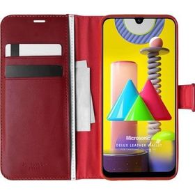 Microsonic Samsung Galaxy M31 Delux Leather Wallet Kırmızı Kılıf