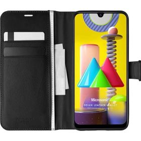 Microsonic Samsung Galaxy M31 Delux Leather Wallet Siyah Kılıf