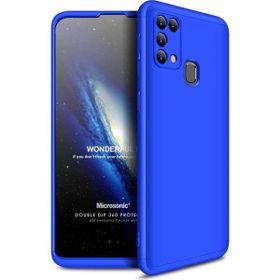 Microsonic Samsung Galaxy M31 Double Dip 360 Protective Mavi Cep Telefonu Kılıfı