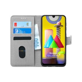 Microsonic Samsung Galaxy M31 Fabric Wallet Gri Kılıf