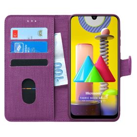 Microsonic Samsung Galaxy M31 Fabric Wallet Mor Kılıf