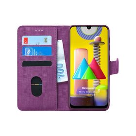 Microsonic Samsung Galaxy M31 Fabric Wallet Mor Kılıf